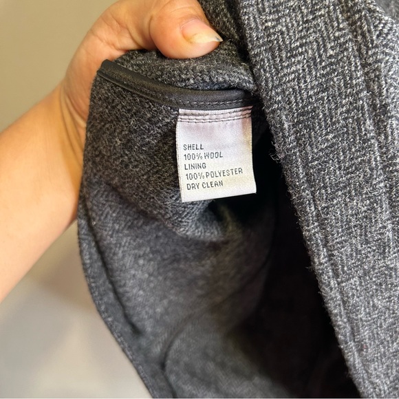 Talbots Jacket Blazer Gray‎ Wool Button Up Herringbone Club Collar Size 16 - Picture 4 of 7